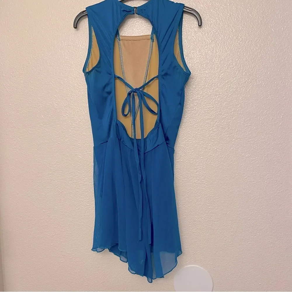 The Line up solo dance costume ALYSHA BIKETARD teal mallard green rhinestone XLC